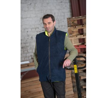 Gilet haute visibilité réversible P96 jaune fluo doublure polaire marine