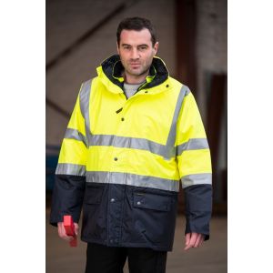 PARKA DE SIGNALISATION 4 EN 1 JAUNE FLUO/MARINE P98 HAUTE VISIBILITE