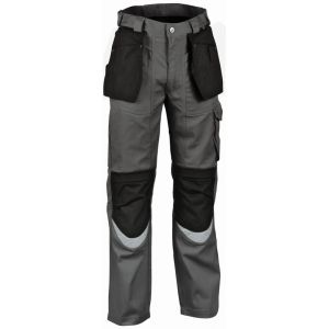 Achat Pantalon de travail multipoches noir avec bretelles et genoui