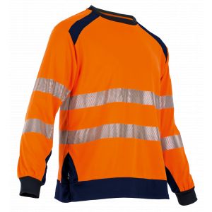 TEE-SHIRT HV REFLET MANCHE LONGUES ANTI-UV ORANGE/MARINE - LMA