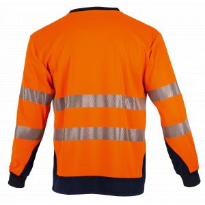 TEE-SHIRT HV REFLET MANCHE LONGUES ANTI-UV ORANGE/MARINE - LMA 2