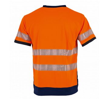TEE-SHIRT HAUTE VISIBILITE LAMPION ANTI-UV ORANGE/MARINE - LMA