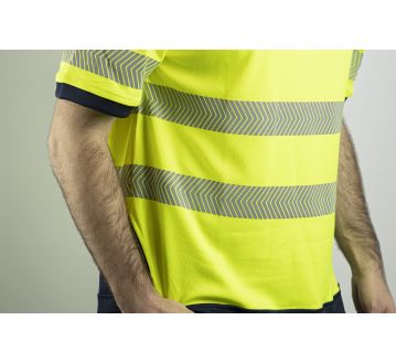 TEE-SHIRT HAUTE VISIBILITE HALOGENE ANTI-UV JAUNE/MARINE - LMA