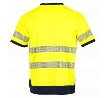 TEE-SHIRT HAUTE VISIBILITE HALOGENE ANTI-UV JAUNE/MARINE - LMA