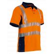 POLO HAUTE VISIBILITE PREVOYANCE ANTI-UV ORANGE/MARINE - LMA