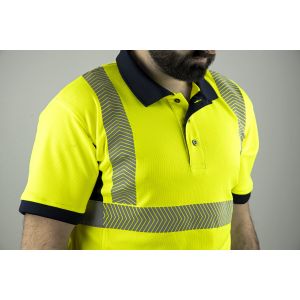 POLO HAUTE VISIBILITE VISION ANTI-UV JAUNE/MARINE - LMA 2