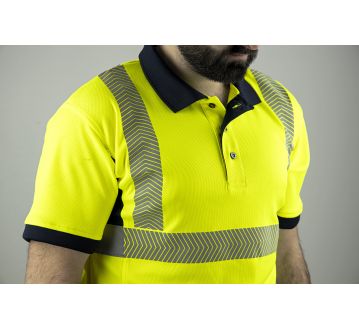 POLO HAUTE VISIBILITE VISION ANTI-UV JAUNE/MARINE - LMA