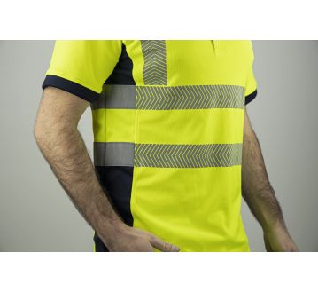 POLO HAUTE VISIBILITE VISION ANTI-UV JAUNE/MARINE - LMA