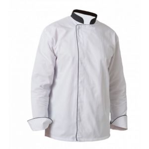 VESTE CUISINE MIXTE BLANC/NOIR VENIS P/C PRESSIONS - PBV