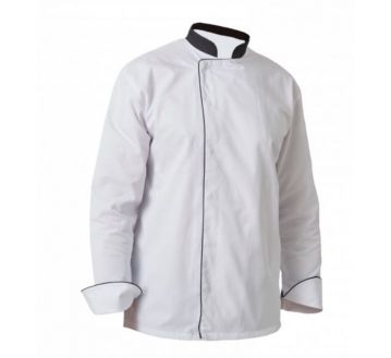 VESTE CUISINE MIXTE BLANC/NOIR VENIS P/C PRESSIONS - PBV