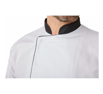 VESTE CUISINE MIXTE BLANC/NOIR VENIS P/C PRESSIONS - PBV