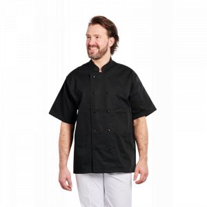 Veste de cuisinier à pressions et manches courtes PBV - 2717BPN 2