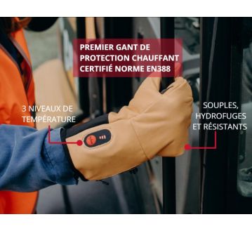 GANTS DE TRAVAIL CHAUFFANTS CUIR HYDROFUGE  RENFORT GP01 G-HEAT