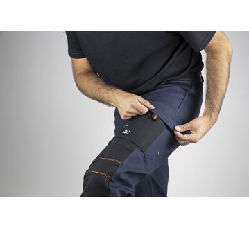 PANTALON DE TRAVAIL MULTIPOCHES CALAMINE BICOLORE MARINE/NOIR - LMA