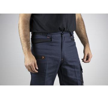 PANTALON DE TRAVAIL MULTIPOCHES CALAMINE BICOLORE MARINE/NOIR - LMA