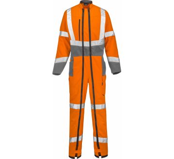 Combinaison haute visibilité pour homme de la marque Lafont couleur orange/gris