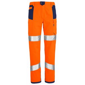 Pantalon de signalisation haute visibilité pour l'été orange/marine de la marque Lafont