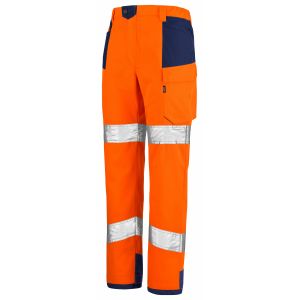 Pantalon de signalisation haute visibilité pour l'été orange/marine de la marque Lafont 2