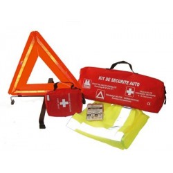 Kit de sécurité pour véhicule (comprenant gilet, trousse à pharmacie et triangle)