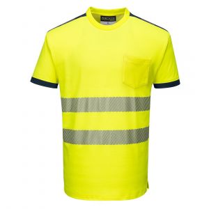 T-shirt haute visibilité anti-UV PORTWEST - Jaune/Marine face