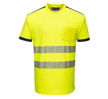 T-shirt haute visibilité anti-UV PORTWEST - Jaune/Gris face