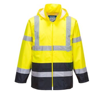 VESTE PLUIE HAUTE VISIBILITE PU JAUNE/MARINE H443 - PORTWEST