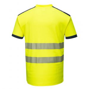 T-shirt haute visibilité anti-UV PORTWEST - Jaune/Marine face 2