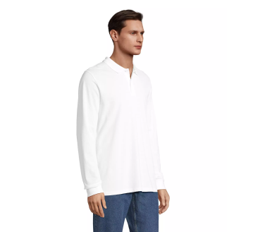 POLO MANCHES LONGUES PLANET BLANC COTE - SOL'S
