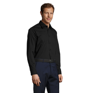 CHEMISE BRIGHTON HOMME 17000 NOIR PORTEE FACE - SOL'S 2