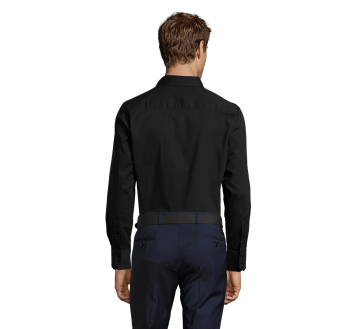 CHEMISE BRIGHTON HOMME 17000 NOIR PORTEE DOS - SOL'S