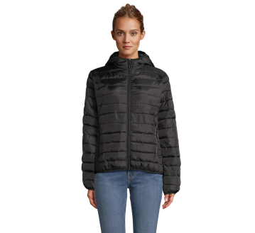 DOUDOUNE FEMME A CAPUCHE STREAM 04445 - SOL'S - Noir PORTEE