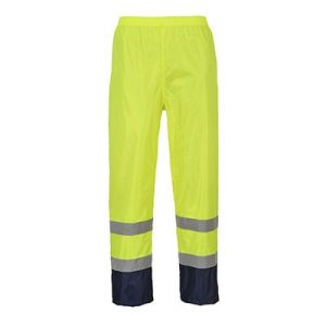 PANTALON PLUIE HAUTE VISIBILITE OXFORD/PU JAUNE/MARINE