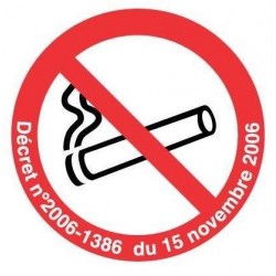 PANNEAU ADHESIF "DEFENSE FUMER - DIAM:180MM - 727302
