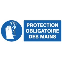 PANNEAU PVC "PROTECTION OBLIGATOIRE MAINS" - 330X120mm