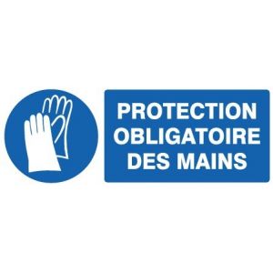 PANNEAU PVC "PROTECTION OBLIGATOIRE MAINS" - 330X120mm