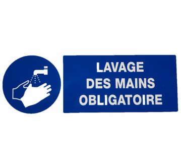 PANNEAU PVC "OBLIGATION DE SE LAVER MAINS" - 330X120mm