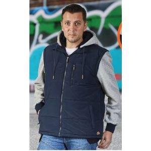 BODY WARMER GILET MIX&MATCH MANCHES CAPUCHE AMOVIBLES MARINE- MOLINEL