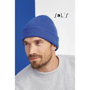 Bonnet cagoule à revers en cuir et velours