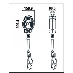 ANTICHUTE A RAPPEL AUTOMATIQUE A CABLE 7 METRES FA2040207 - KRATOS 2