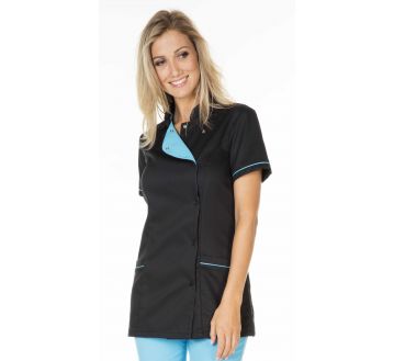Tunique de travail pour femme à manches courtes Molinel - 27JULIE noir/bleu