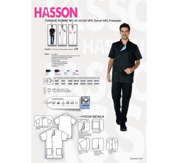 TUNIQUE HOMME JULES MANCHES COURTES TENCEL - HASSON