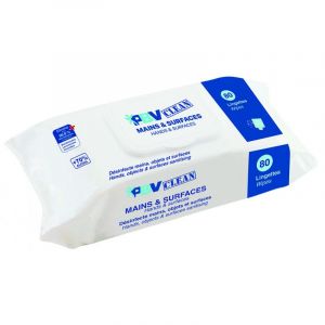 SACHET 80 LINGETTES HYDROALCOOLIQUE DESINFECTANTES MAINS ET SURFACES