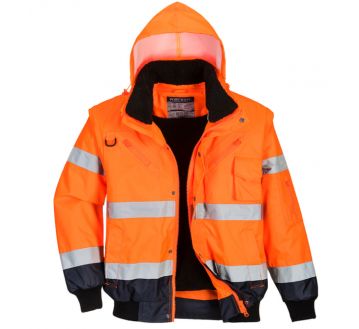 BLOUSON C465 ORANGE FLUO/MARINE