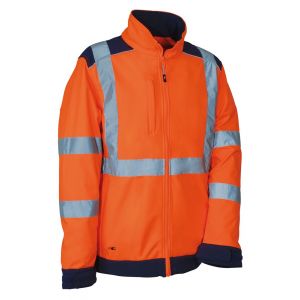 VESTE SOFTSHELL HAUTE VISIBILITE SIDEIA ORANGE/MARINE - COFRA