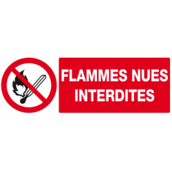 PANNEAU PVC "FLAMME NUE INTERDITE" - 330X120mm