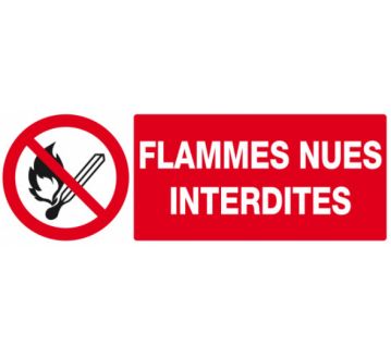 PANNEAU PVC "FLAMME NUE INTERDITE" - 330X120mm