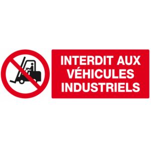 PANNEAU PVC "INTERDICTION AUX VEHICULES DE MANUTENTION" - 330X120MM