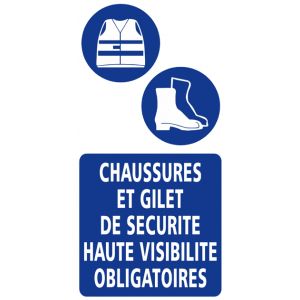 PANNEAU "CHAUSSURES ET GILET HV OBLIGATOIRES" - 300X600mm