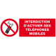 PANNEAU PVC "TELEPHONES PORTABLES INTERDITS" - 330X120mm