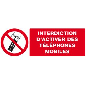 PANNEAU PVC "TELEPHONES PORTABLES INTERDITS" - 330X120mm